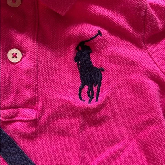 Ralph Lauren Pink and Purple Polo Shirt with Sporty Stripes - Picture 3 of 4
